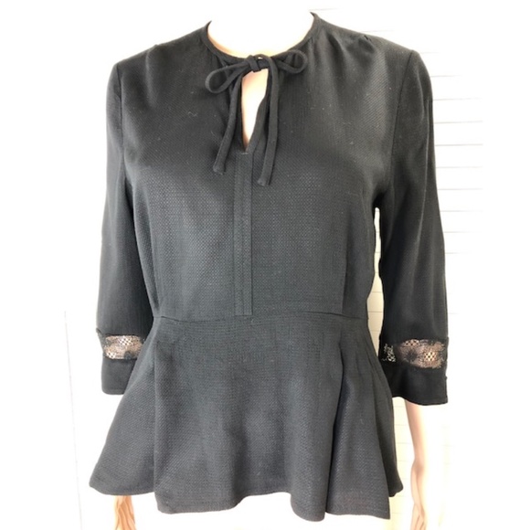 NWT Comptoir des Cotonniers Women's M Black Viscose Lace Blouse Made in France - Picture 5 of 8